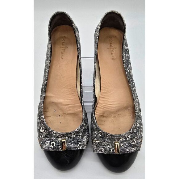 Cole Haan/Nike air Womens Black & Gray Slip-On Flats With Gold Buckle Detail - Picture 2 of 9